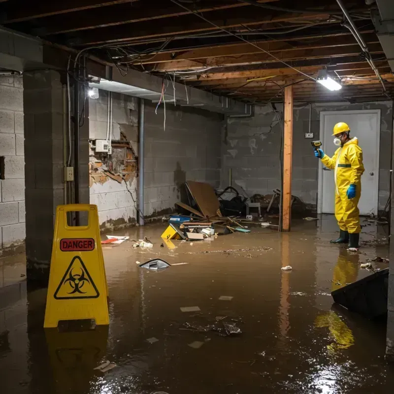 Flooded Basement Electrical Hazard in Dickeyville, WI Property